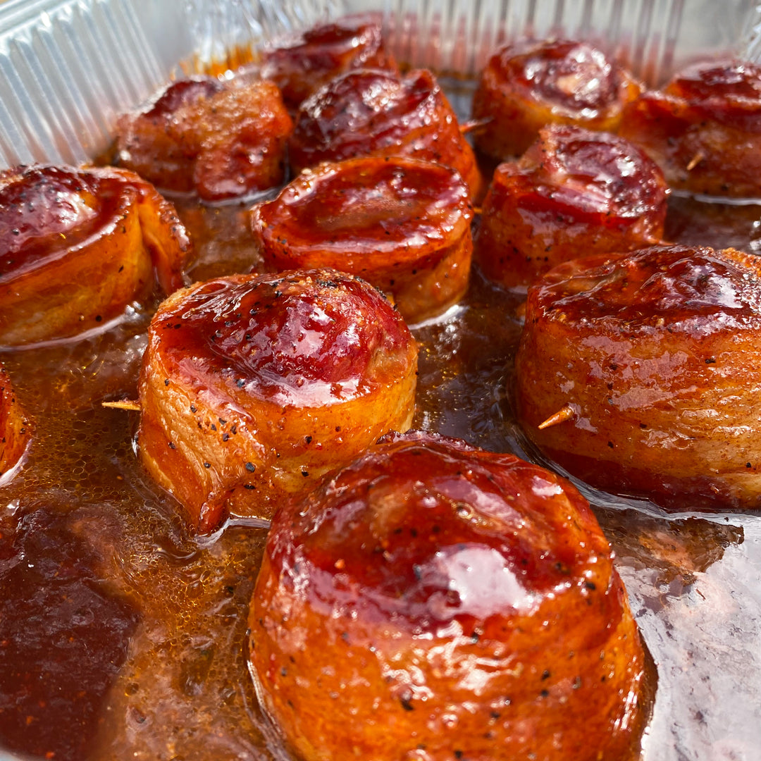 Bacon Wrapped Strawlapeno BBQ Smoked Meatballs