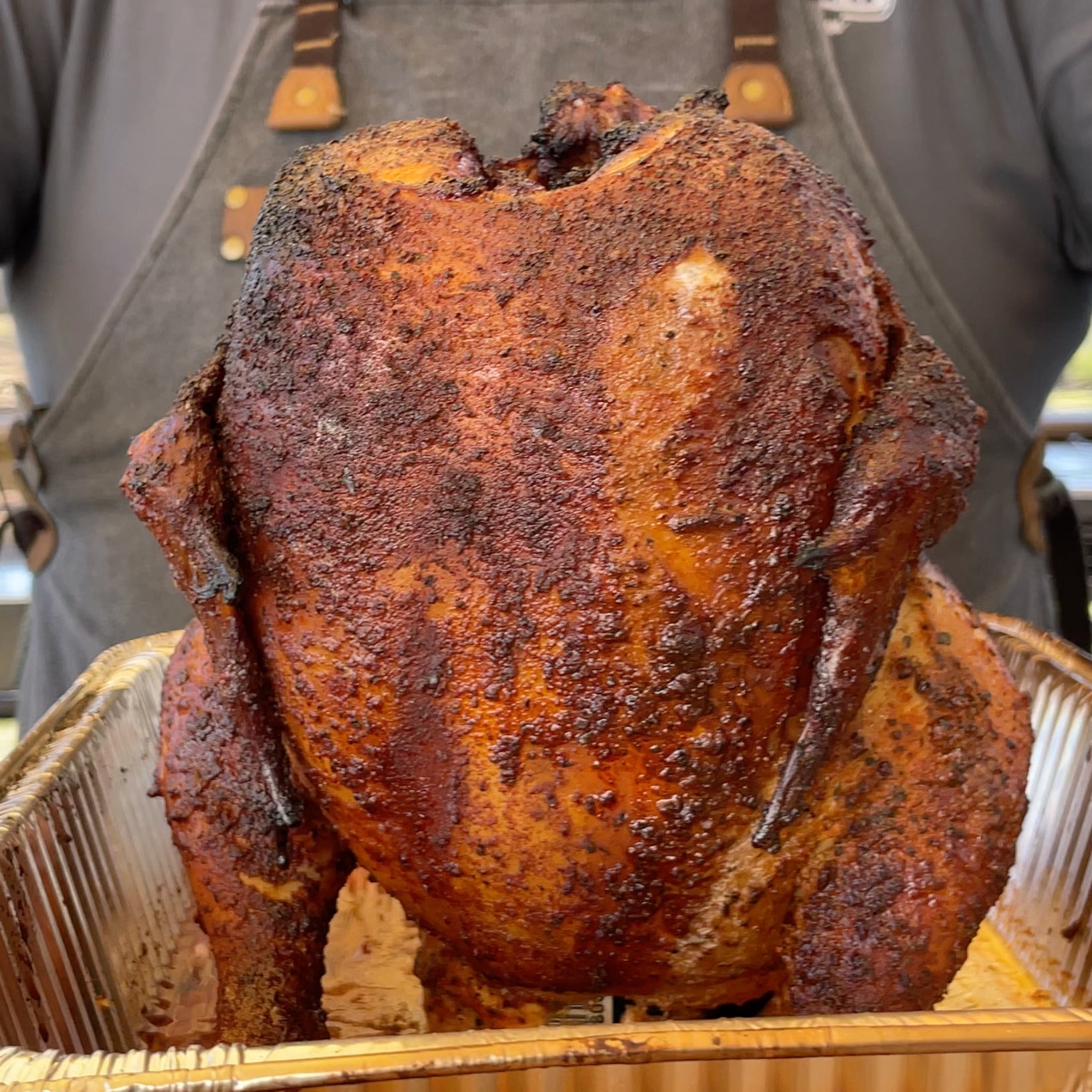 chili lime beer can chicken on the ceramic grill