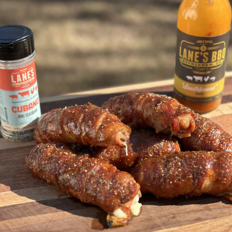 bacon wrapped cuban pork rolls