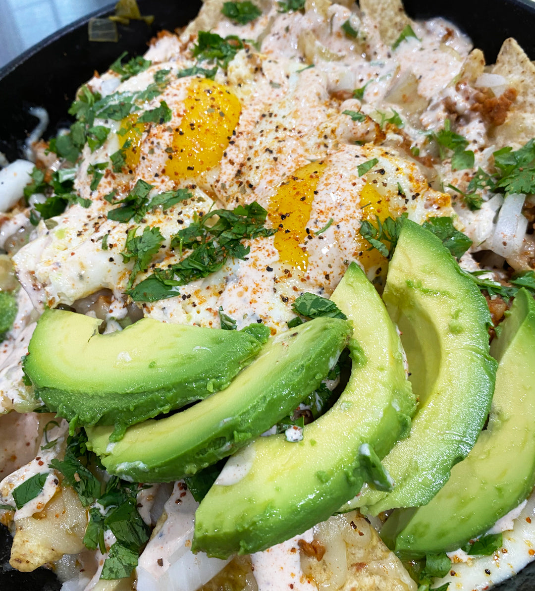 Chilaquiles Verdes in Skillet
