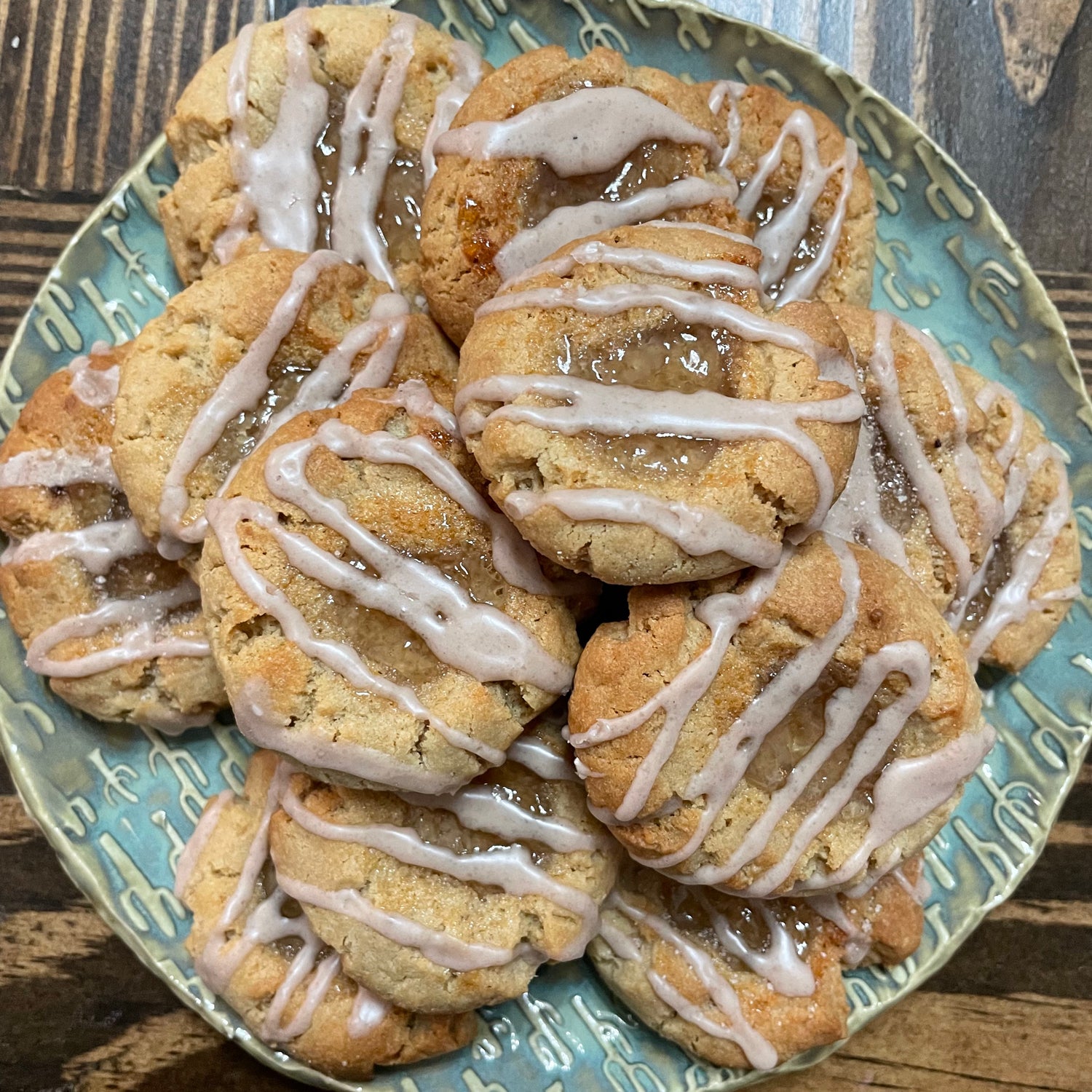 Plate of Chocolate Sea-salt peanut butter thumbprint cookies