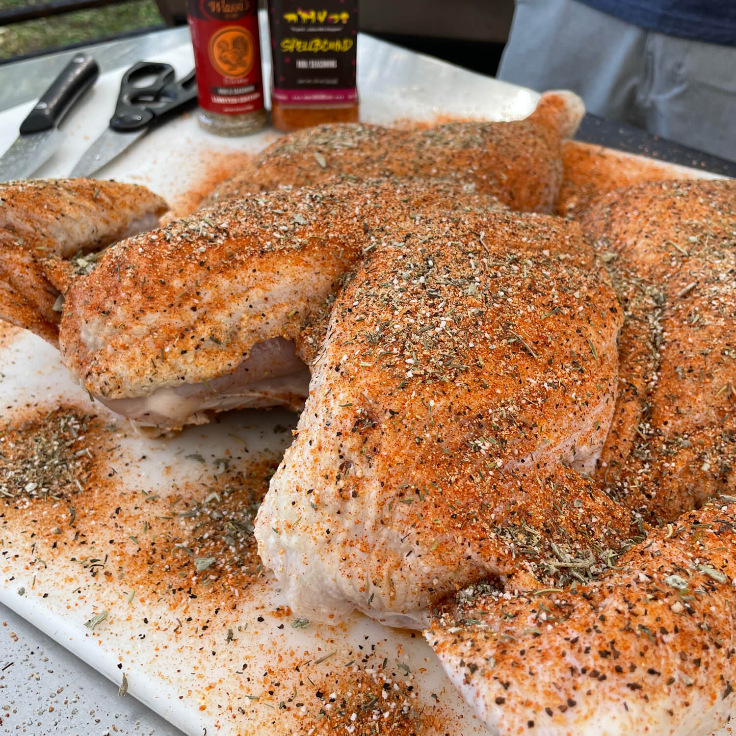 Seasoned spatchcock turkey