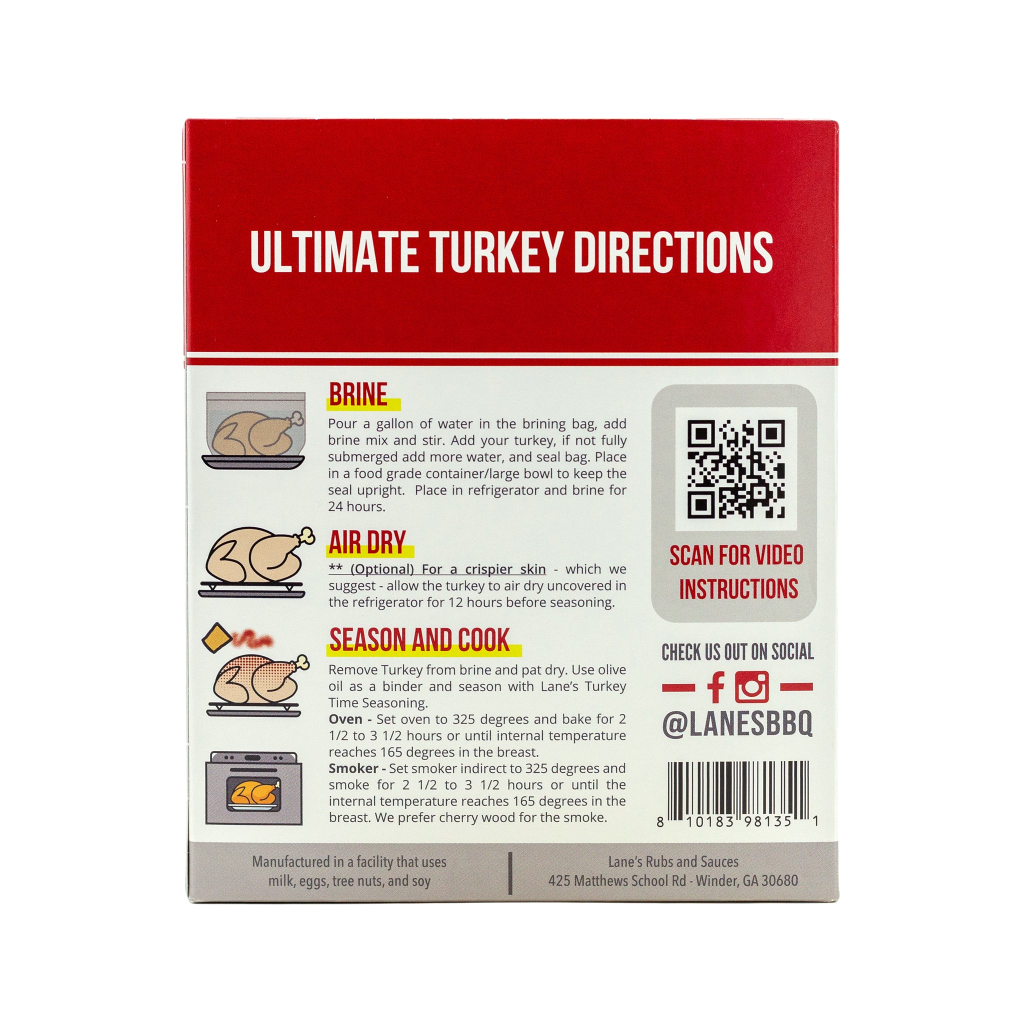 Lane's Turkey Brine Kit - Single Use