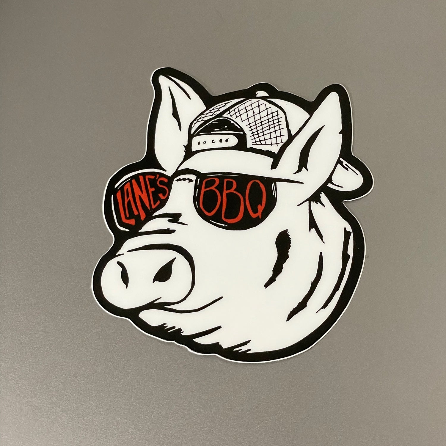 Lanes Pig Backwards Hat Die-cut Sticker