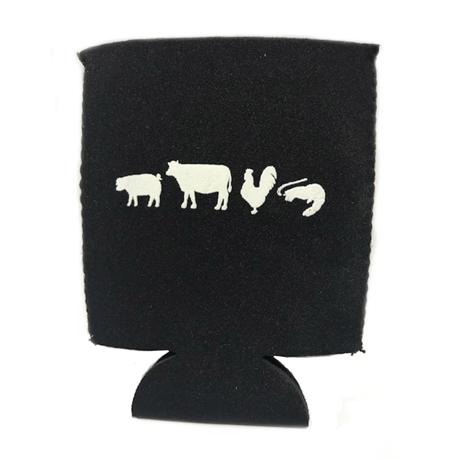 Lane's Black koozie back side with animals