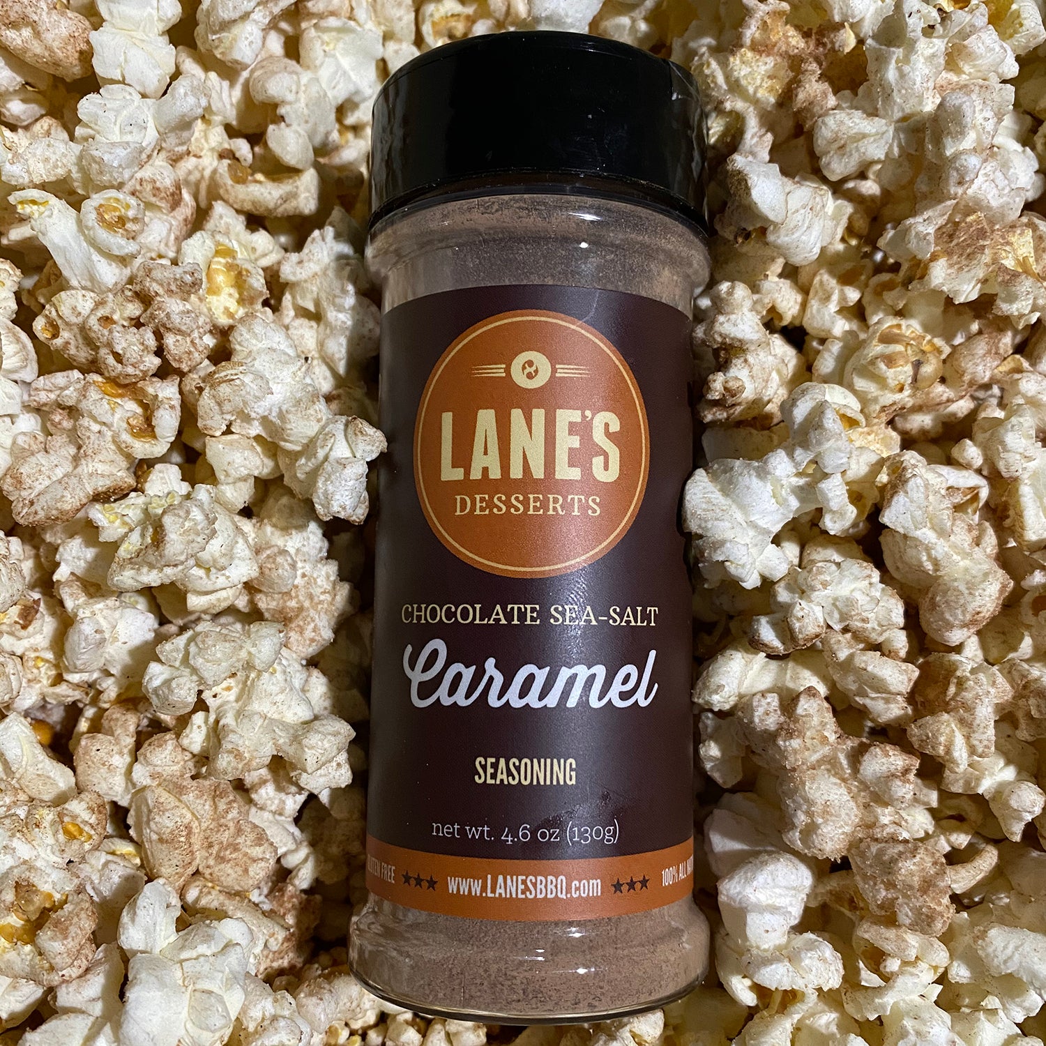 Chocolate sea salt caramel on popcorn