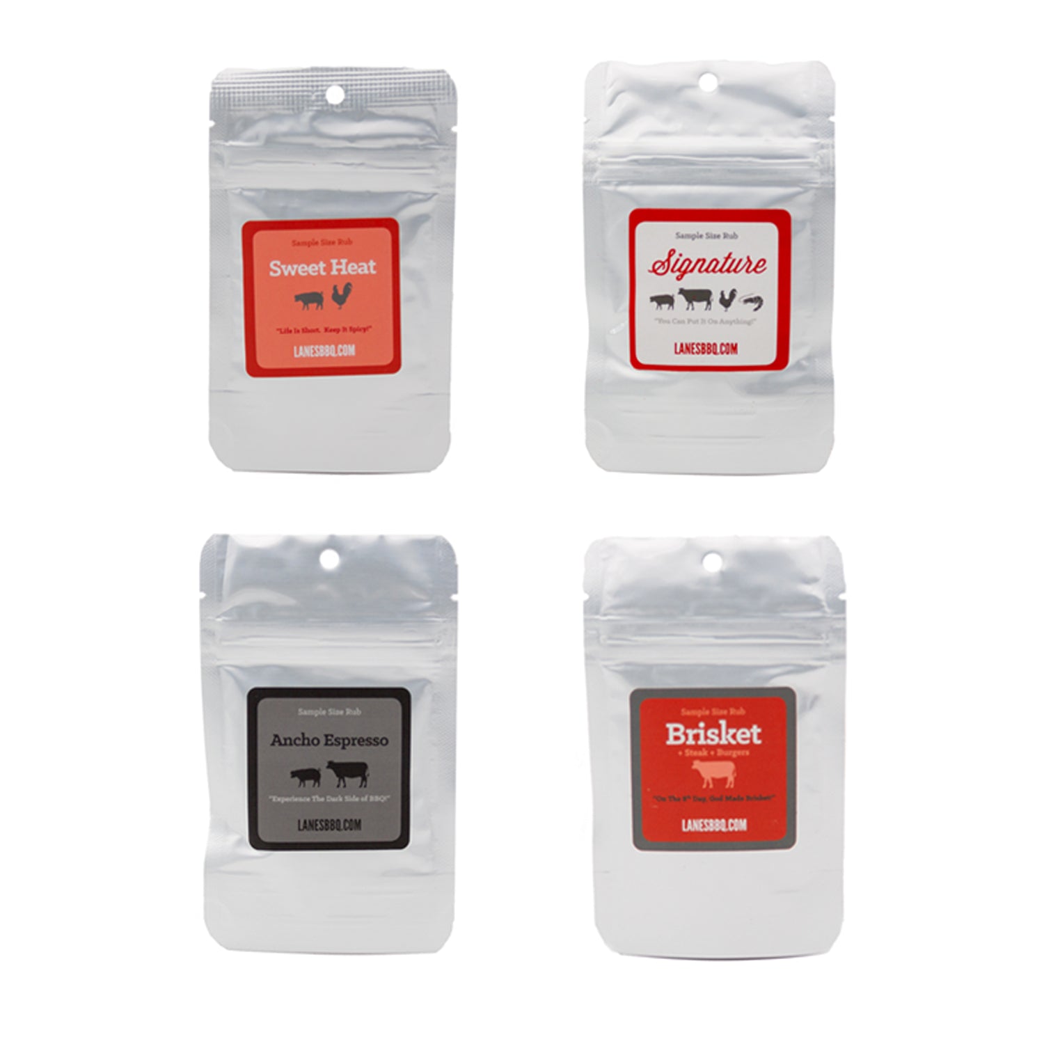Lane's Core 4 rub sample bags