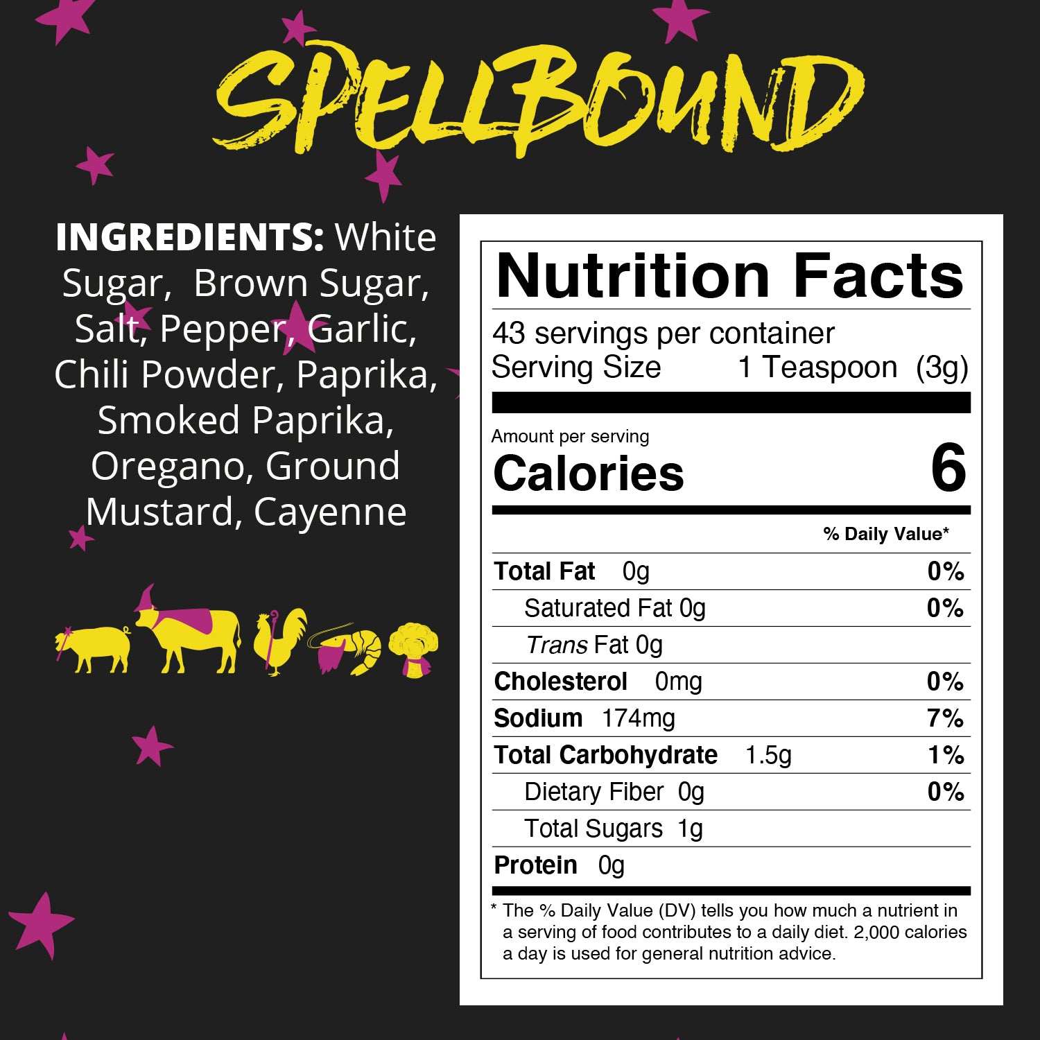 Spellbound BBQ Rub Nutrition Panel | Lane's BBQ