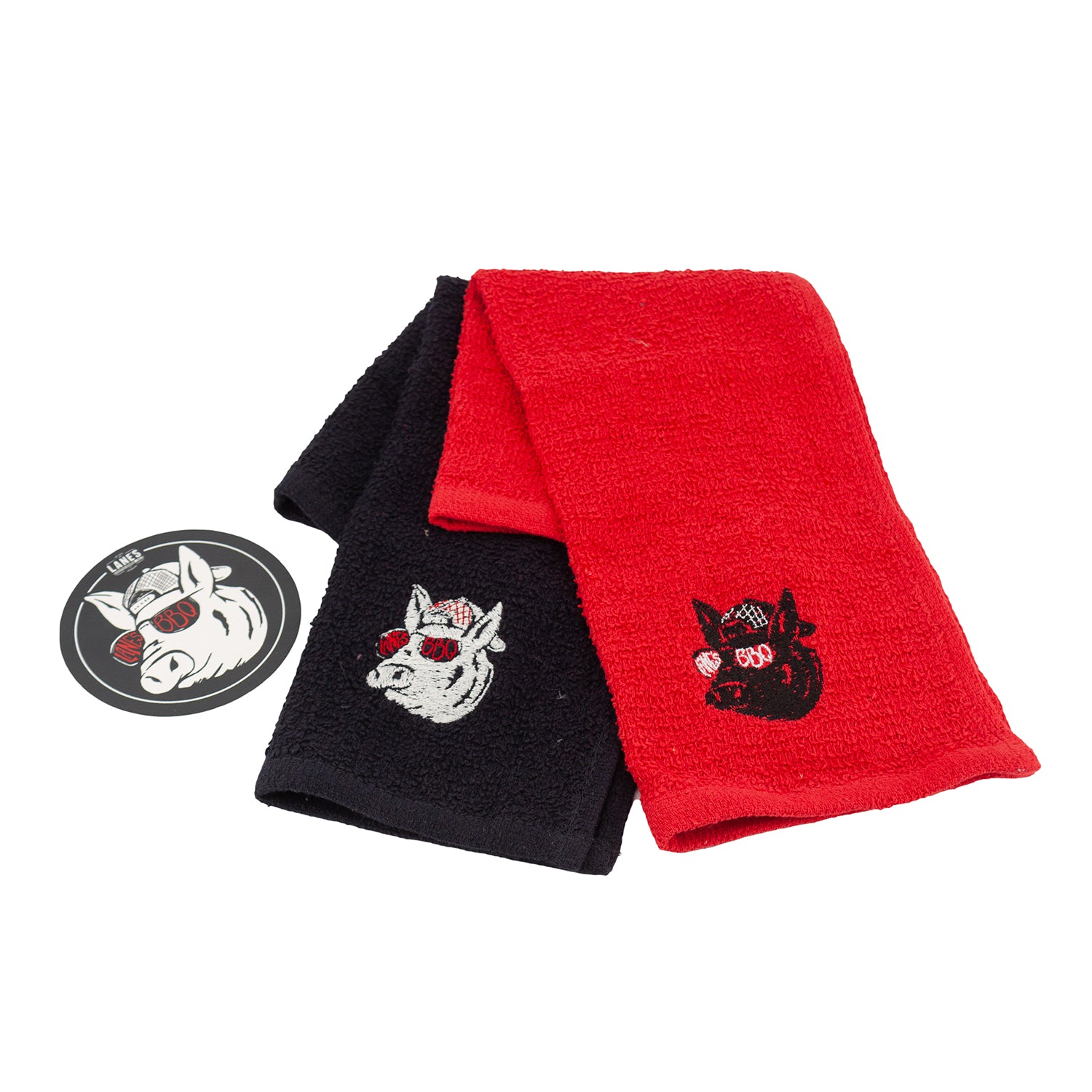 Red and black deals towels