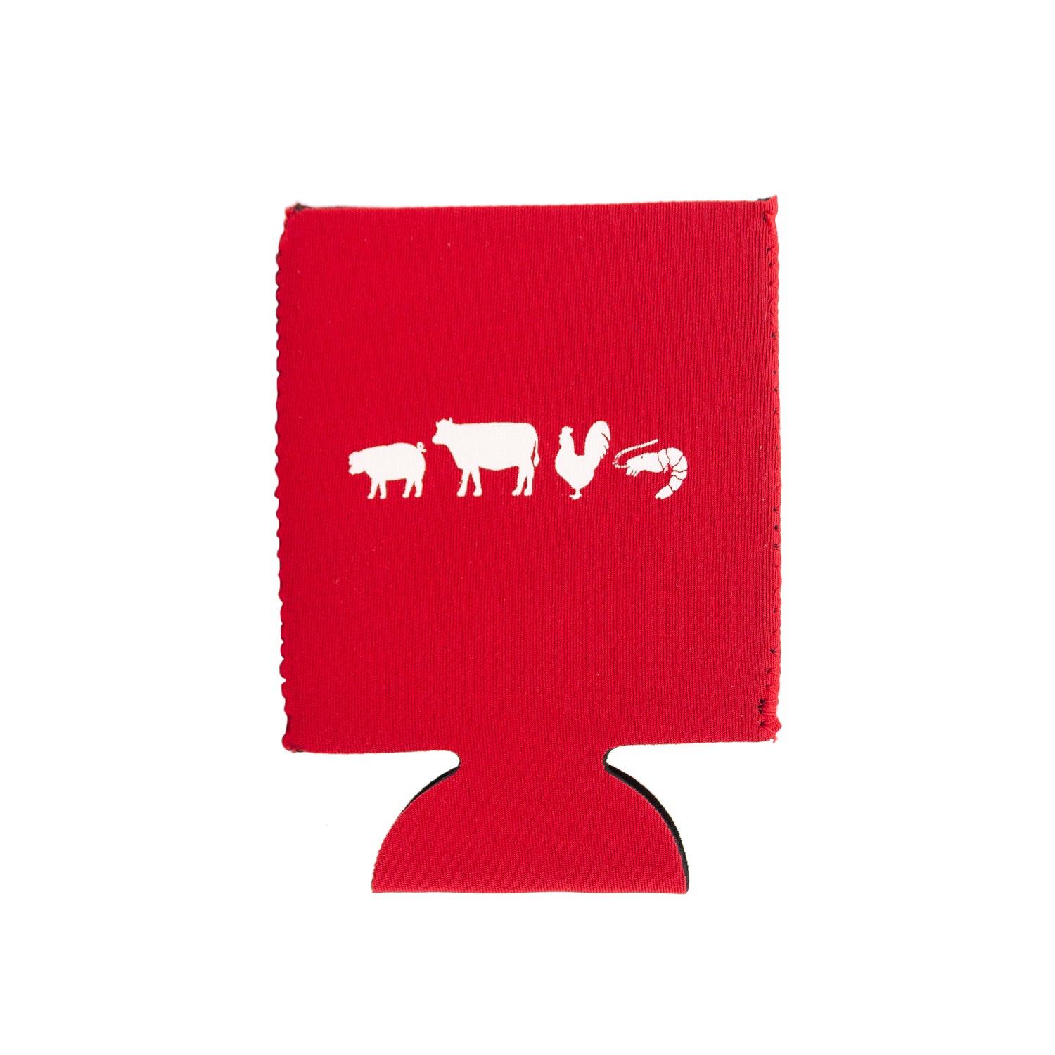 Lane's Red koozie back side with animals