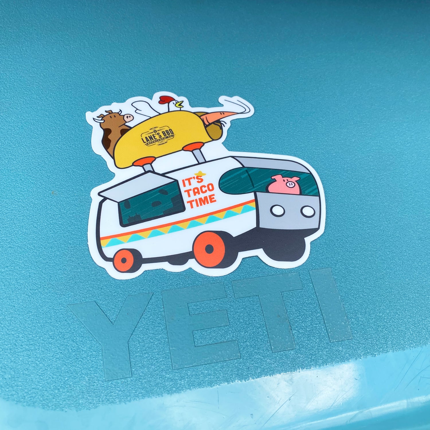 Taco Time Truck sticker on Yeti