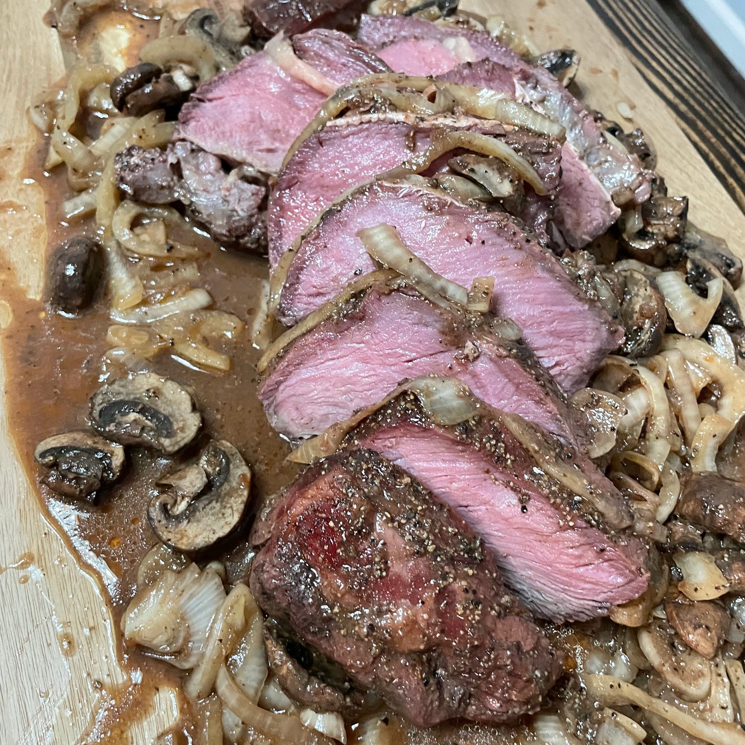 The W Sauce on Steak and Mushrooms