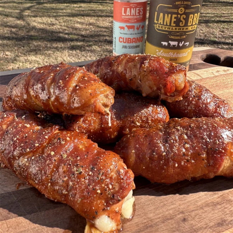 Bacon wrapped pork chop rolls cuban pork rollups