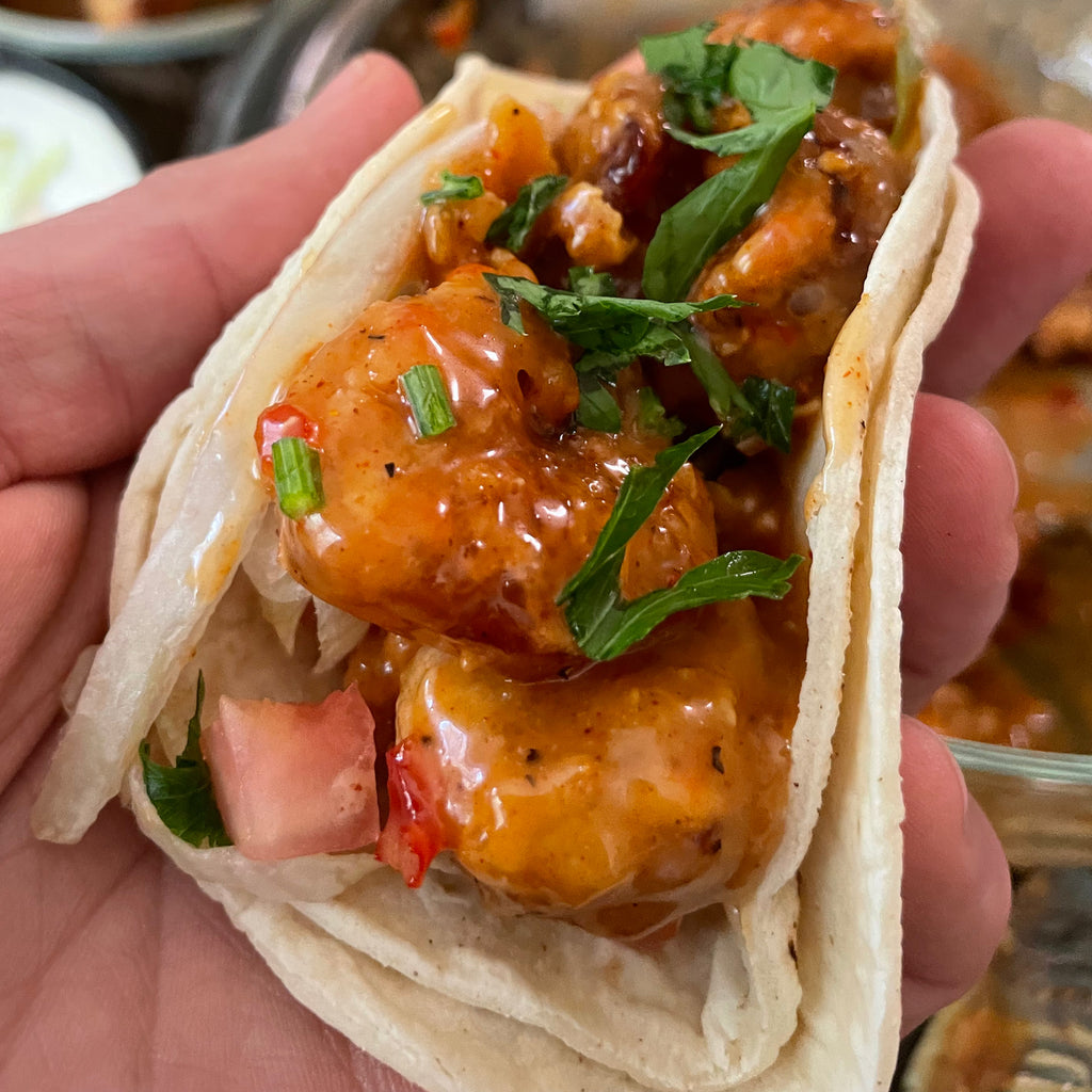 Bang Bang Grilled Shrimp Tacos - Miguels Cooking with Fire