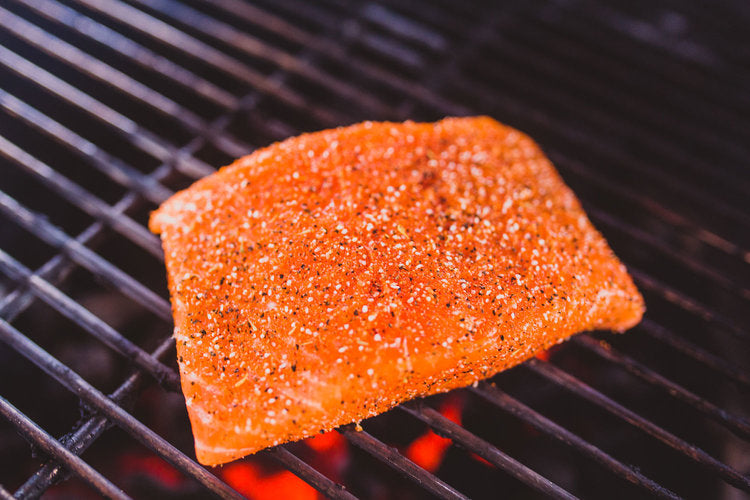 Salmon on grill with Sweet Heat Rub