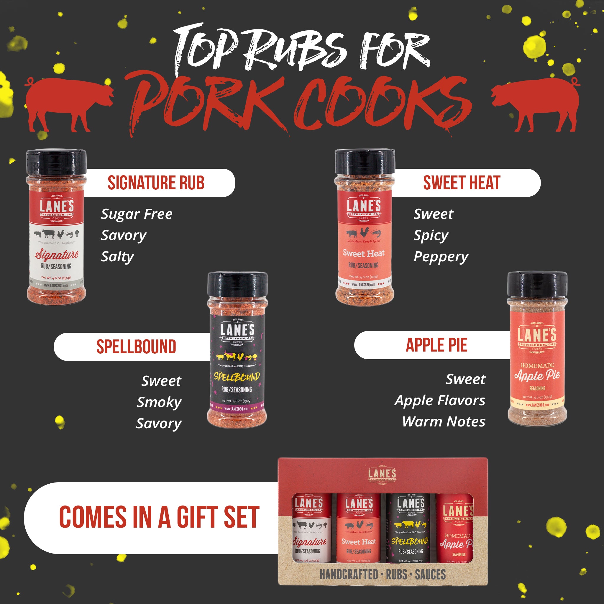 Lane's Best Pork Rubs 4-Pack Set