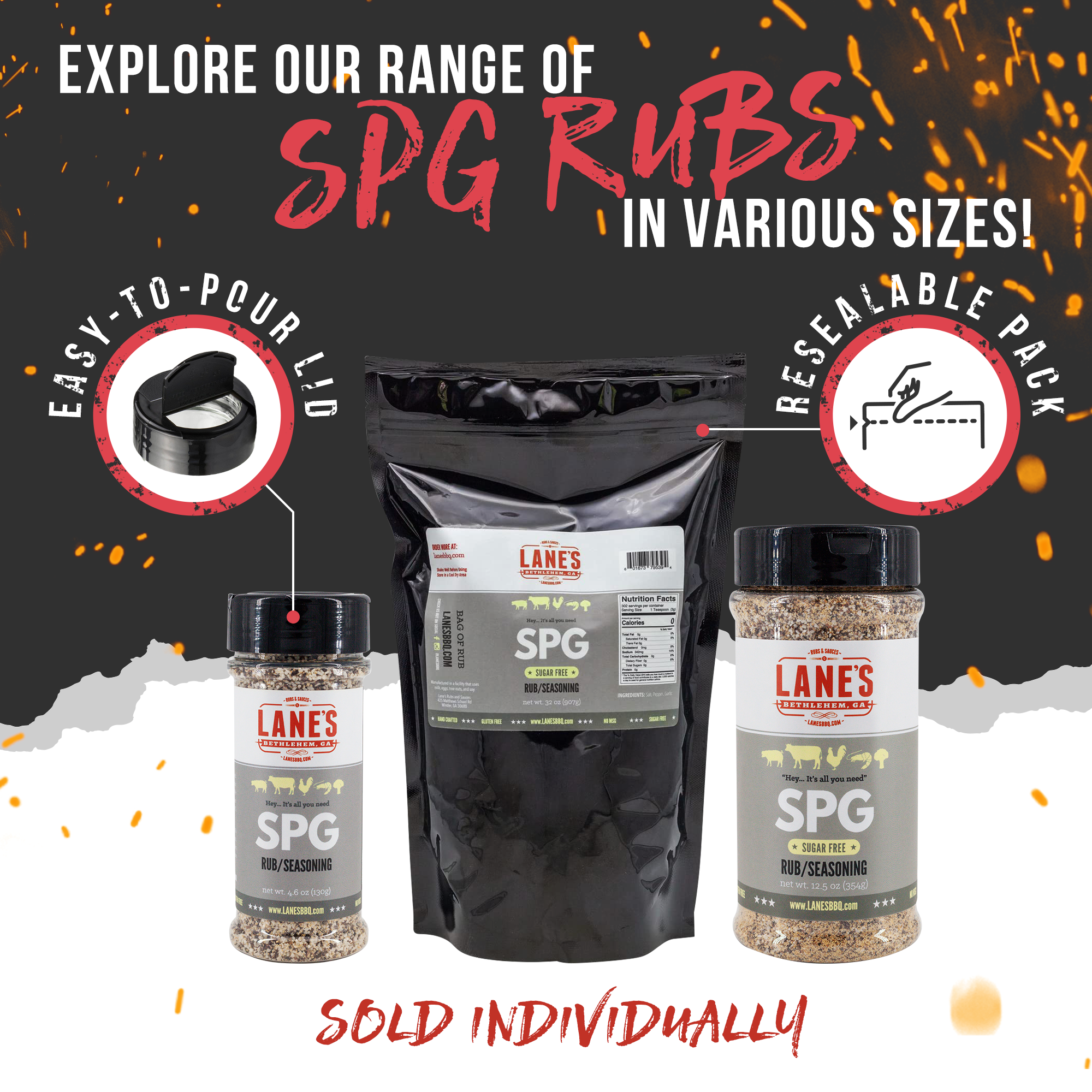Lane's SPG Seasoning Sizes