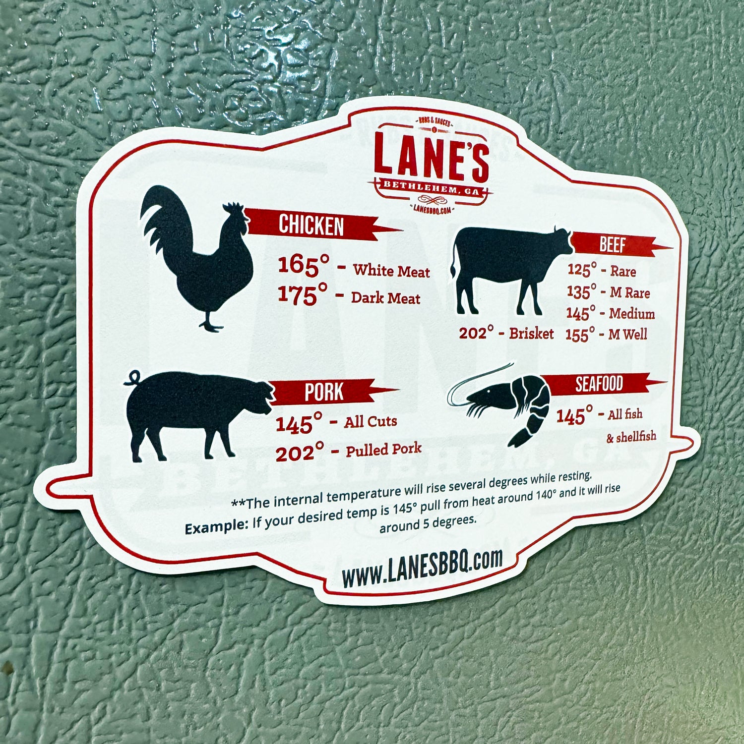 Lane's Meat Temperature Guide Magnet