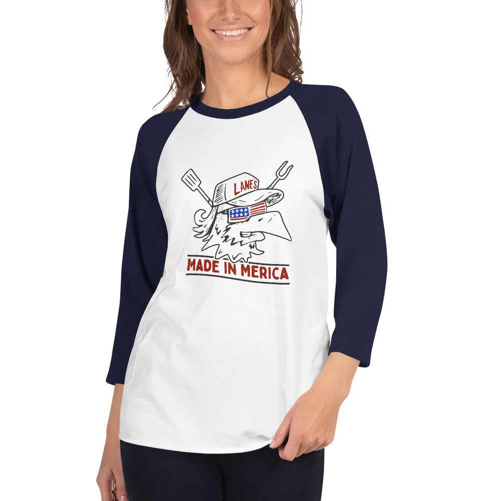 Merica 3/4 sleeve raglan shirt