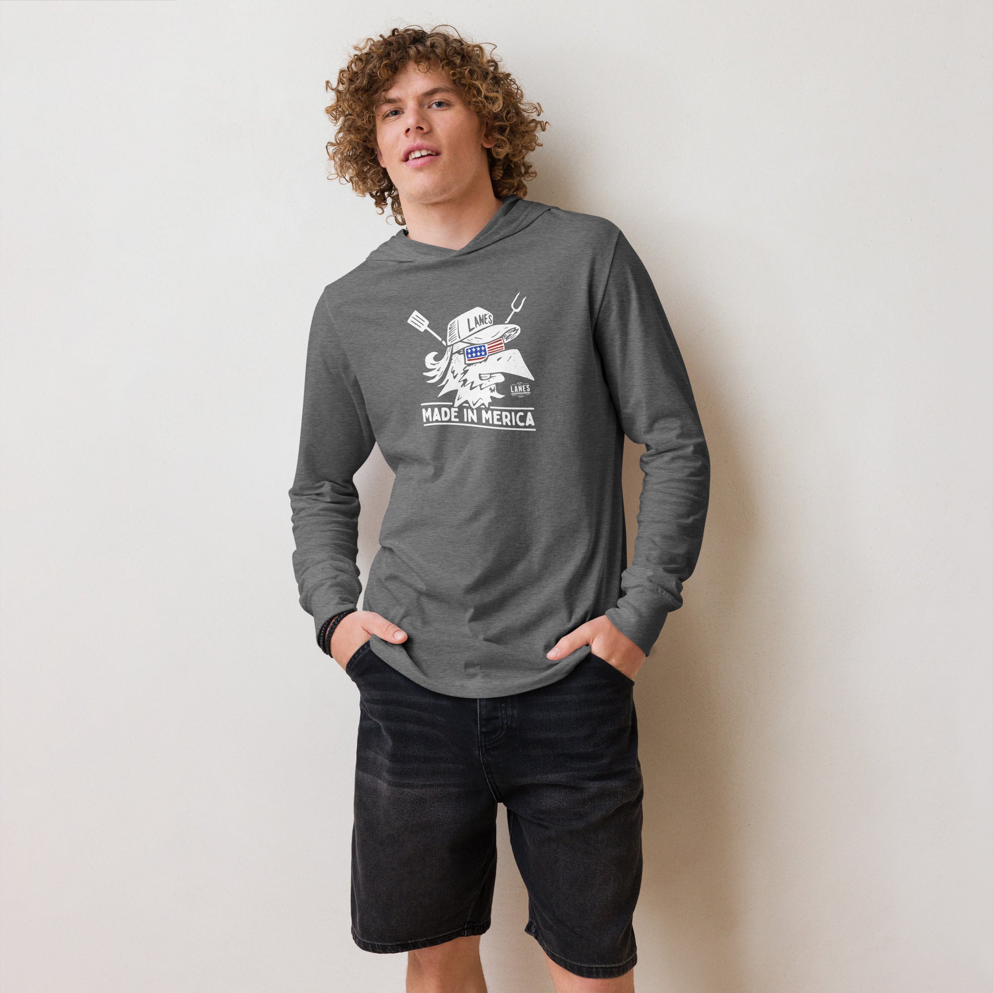 Merica Hooded long-sleeve tee