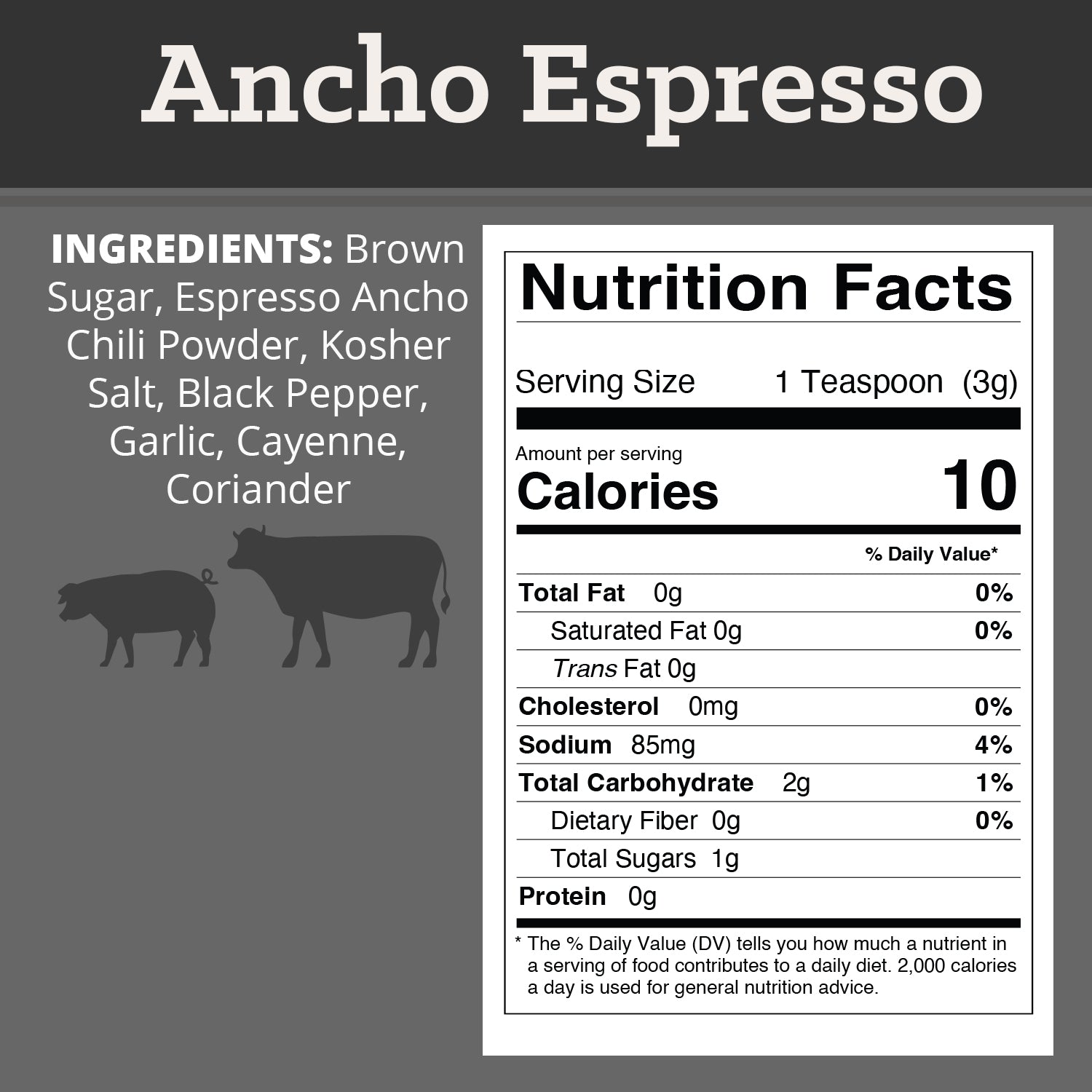 Ancho Espresso Rub Nutrition