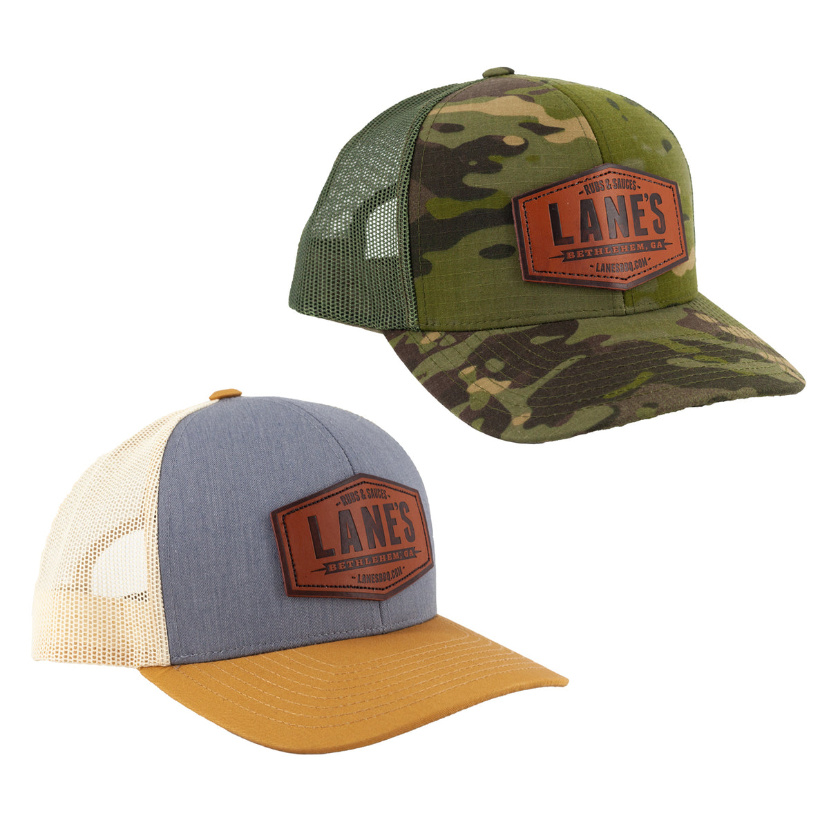 The Just Pass'N Through camo leather patch hat