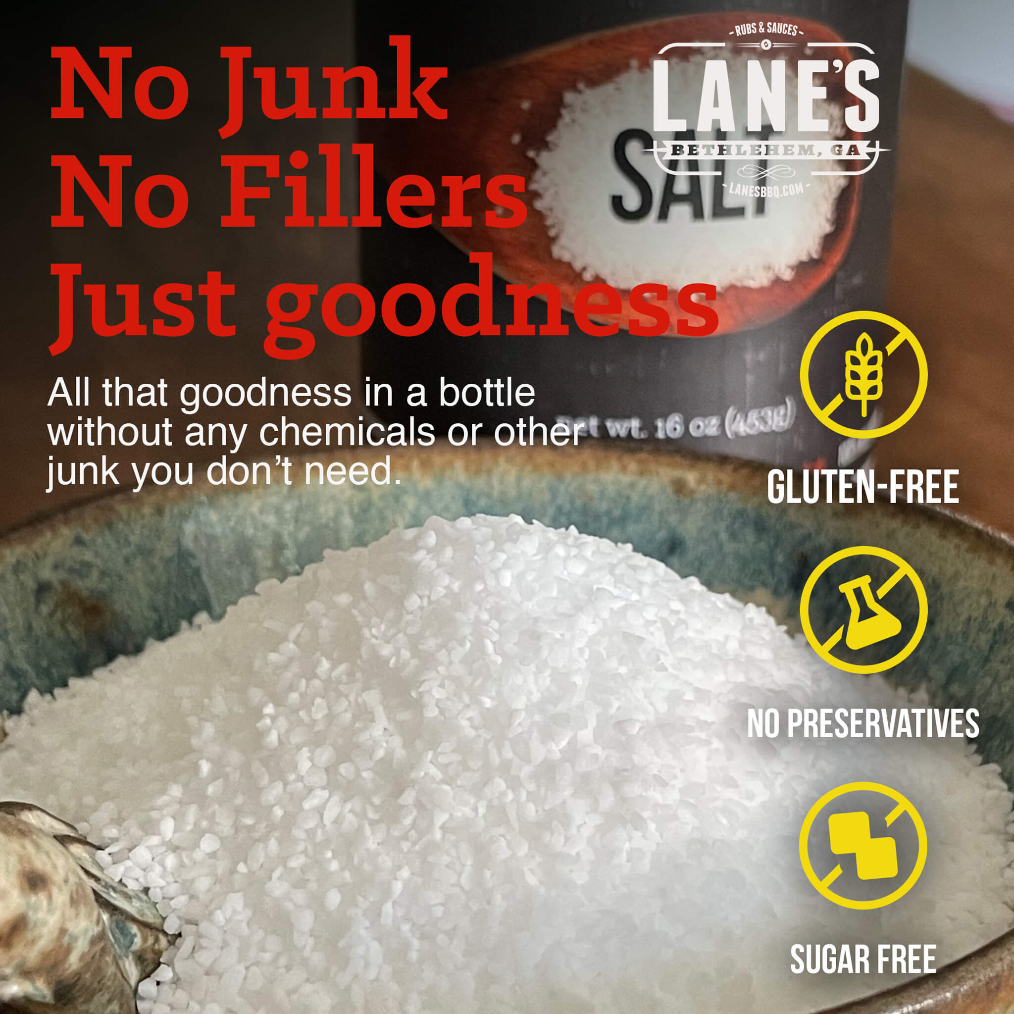  Lane's BBQ Salt and Pepper 50/50, Coarse Salt and 16 Mesh  Black Pepper, Bulk Spices, Gluten-Free
